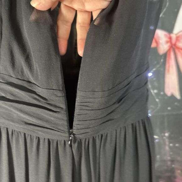 Trina Turk Black 100% Silk Ostrich Feather Trim Dress 8 - Picture 7 of 11